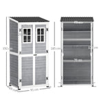 Wooden Garden Shed with Adjustable Shelves, Two Locking Doors and Windows, Grey