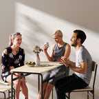 5-Piece Dining Set with Rectangular Table and 4 Dining Chairs, Wood and Metal, Black and Wood Color