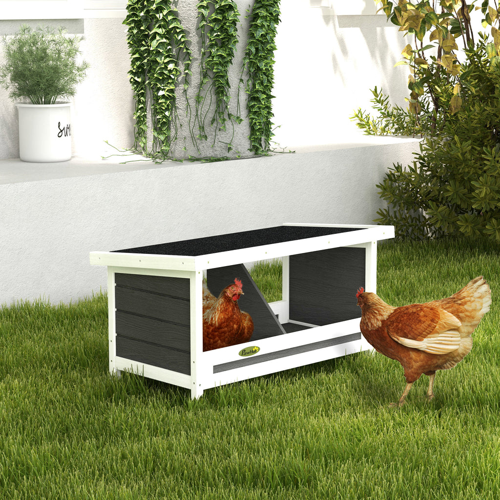 2-Panel Chicken Coop with Raised Base and Roof, Wood and Bitumen, 66x37x34 cm, Grey White and Black