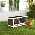 2-Panel Chicken Coop with Raised Base and Roof, Wood and Bitumen, 66x37x34 cm, Grey White and Black