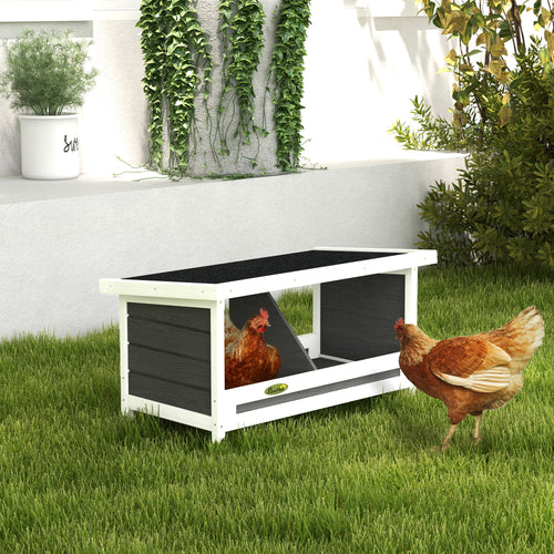 2-Panel Chicken Coop with Raised Base and Roof, Wood and Bitumen, 66x37x34 cm, Grey White and Black