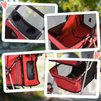 Folding Dog Stroller for Small Dogs, Dog Pushchair with Braked Wheels, Cup Holder, Storage Basket and Removable and Washable Padding, for Pets up to 10 kg, Red