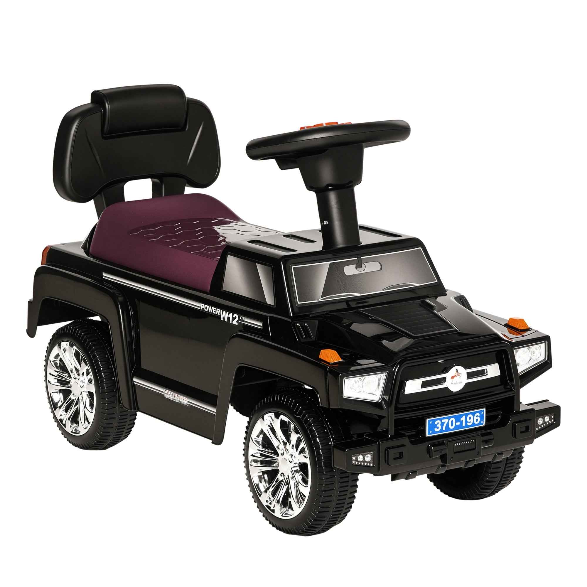 HOMCOM Ride-On Toy Car for Kids, Off-Road Vehicle with Lights and Music, Ages 18-36 Months, 68x30.5x41.5cm, Black