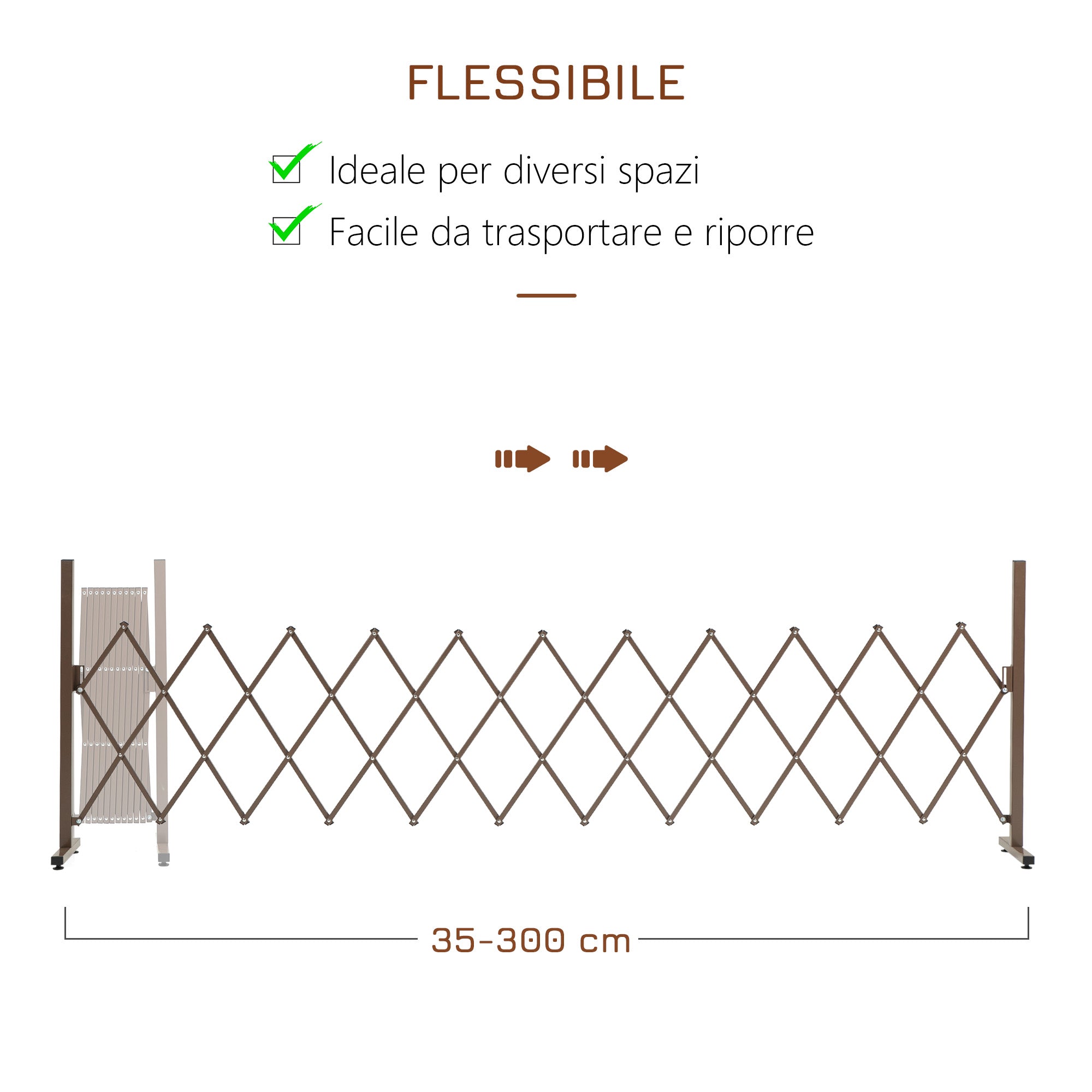 Adjustable Width Garden Fence, Metal and Aluminum, 300x31x103.5 cm, Dark Brown