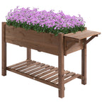 Outsunny bed for raised wooden vegetable garden with folding shelf and lower shelf, 123x54x74cm - Borgè