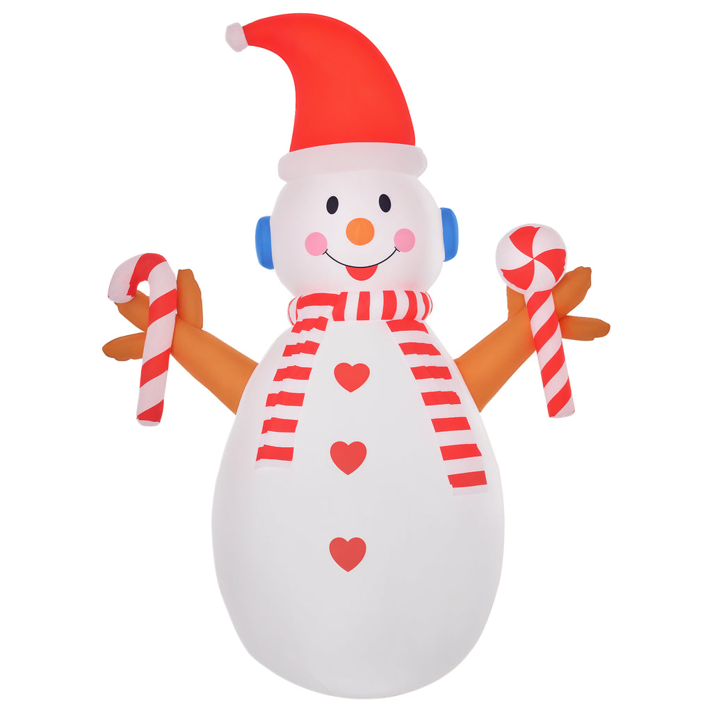 240cm Inflatable Snowman, Outdoor Christmas Decoration with LED Lights, Waterproof Polyester, IP44