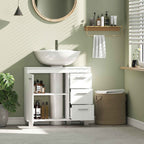 HOMCOM Bathroom Vanity Unit with Cabinet, Shelves and Drawers, White
