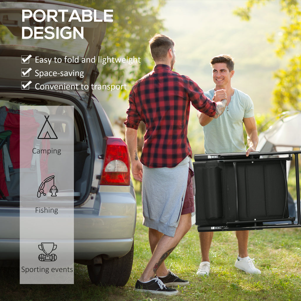 Outsunny set 2 folding chairs with reclining backrest and headrest, aluminum and polyester, 54x67x108 cm, black - Borgè