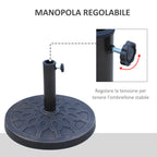 Round Umbrella Base for Ø38 and Ø48 mm Poles, in Resin and Steel, Ø45 cm, Bronze