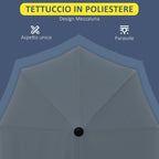 Semicircular Umbrella with Crank and Anti-UV Canopy, 200x190x240 cm, Gray