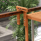 Folding and Adjustable Balcony Railing Table in Wood, Teak Colour - Borgè