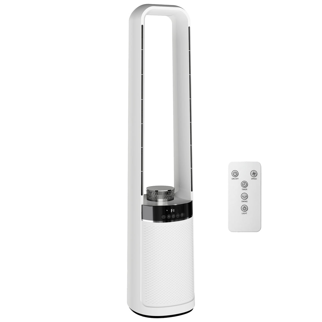 Bladeless Tower Fan, 36dB Quiet, 94cm, White, Bedroom