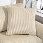 3 Seater Corduroy Sofa with Pocket Sprung and 2 Cushions, 212x80x88 cm, Cream White