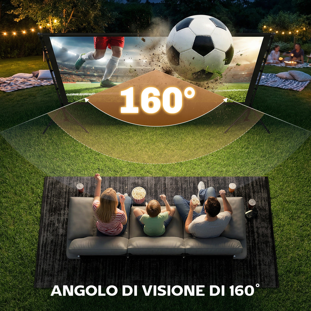 HOMCOM 100" 16:9 HD 4K/8K Projector Screen, 160° Viewing Angle, Double-Sided and Foldable Tripod, White