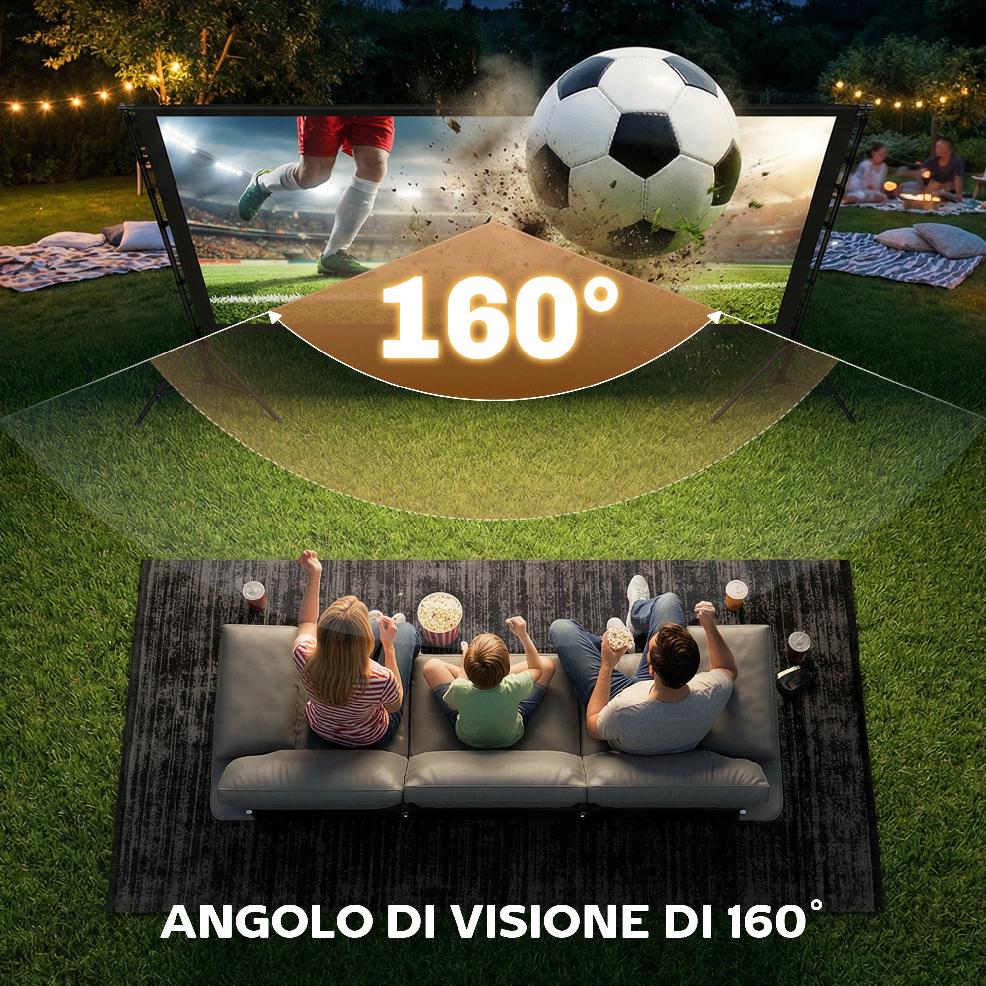 HOMCOM 100" 16:9 HD 4K/8K Projector Screen, 160° Viewing Angle, Double-Sided and Foldable Tripod, White