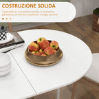 Folding Table for 6 People with 2 Oval Wooden Drop-Leafs, 163x80x75 cm, White