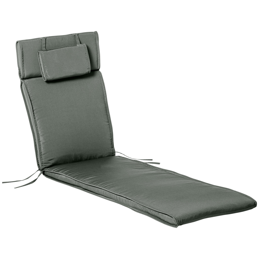 Outsunny Garden Sun Lounger Cushion Grey 198x53x5cm