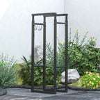 Adjustable Indoor Outdoor Metal Log Holder with S Hooks, 40-65x25x100-150cm, Black