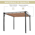 DAISY | Gazebo Garden Pergola 3x4m with Polyester Fabric and Aluminum Frame, Gray and Brown
