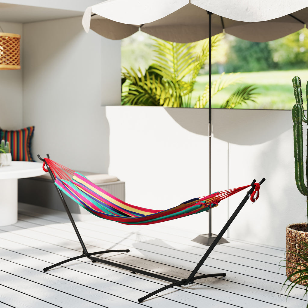 Outsunny Freestanding Hammock with Stand, Adjustable Height and Carry Bag, 310x117x105 cm, Red