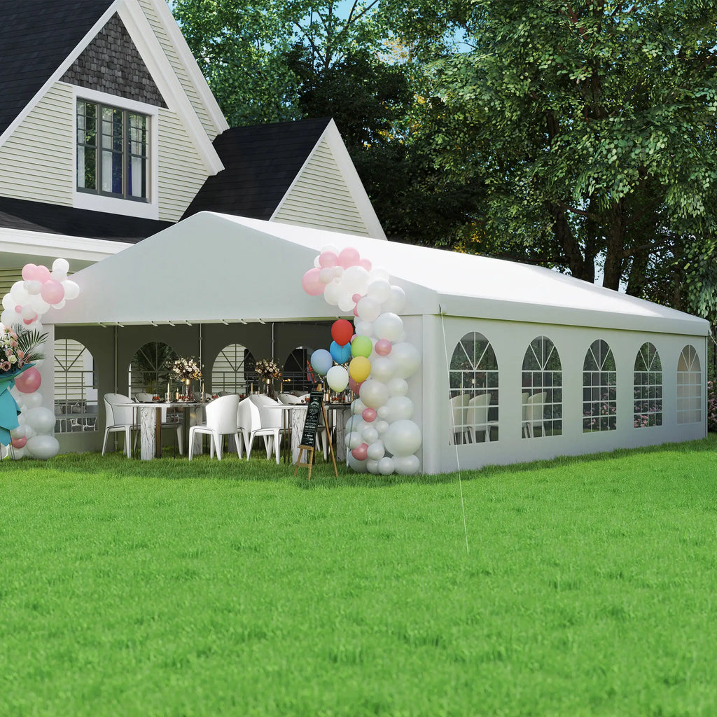 10x6m Garden Gazebo with Removable Walls and Windows, Steel and Polyester - Borge' Group Limited