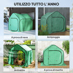 Folding House Greenhouse with Hinged Door, Steel and PE, 150x148x148 cm, Green