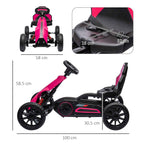 Pedal Go Kart for Kids Ages 3-8 with Adjustable Seat and EVA Wheels, 100x58x58.5 cm, Pink and Black