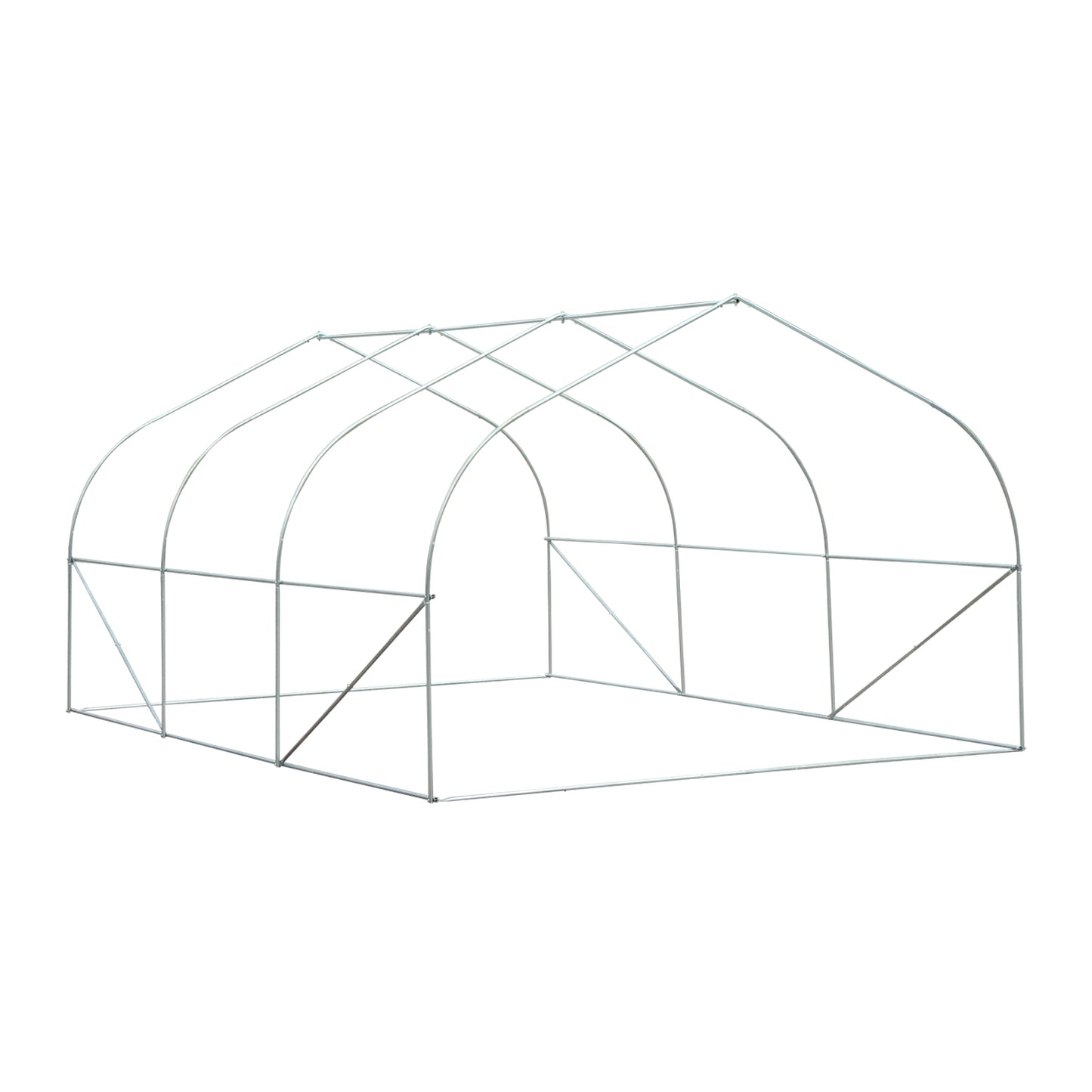 Outsunny Outdoor Tunnel Greenhouse with 6 Mesh Windows, in Metal and PE Plastic, 3.5x3 m, White - Borgè