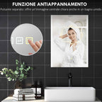 HOMCOM Bathroom Mirror with 3-Color LED Light and Memory Function, Tempered Glass, 70x50x3 cm, Silver
