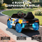 Electric Police Car for Kids with Remote Control, Horn and Built-in Music, 96x60x45 cm
