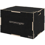 3-Height Plyometric Jump Box in Non-Slip Wood, 76-61-51cm, Black