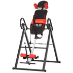 Inversion Bench with Adjustable Angle and Height and Headrest, in Steel and Plastic, 79x114x153 cm, Red and Black