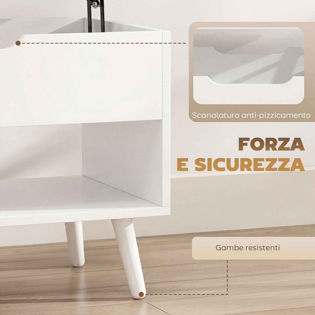 HOMCOM 75cm White Punched Coffee Table with Lift-Up Top and Hidden Storage