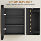 HOMCOM Mirrored Cabinet with 2 Adjustable Shelves, Wood and Glass, 40.2 x 10.2 x 50.9 cm, Black