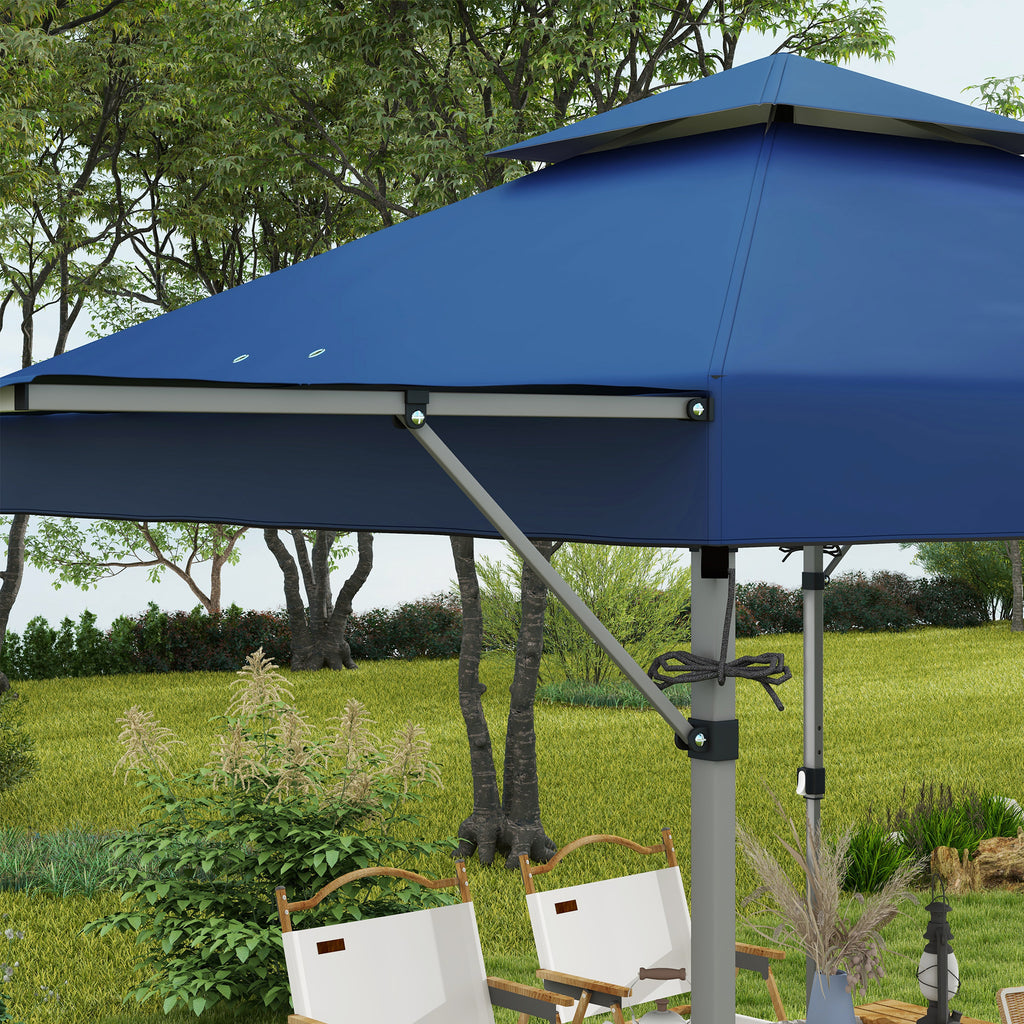 5x3m Folding Gazebo with Extendable Walls, Adjustable Height and Wheeled Bag, Blue