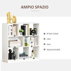 HOMCOM Mobile Bookcase with 3 Levels and 8 Total Shelves, in MDF, 97.5x30x100 cm, White - Borgè