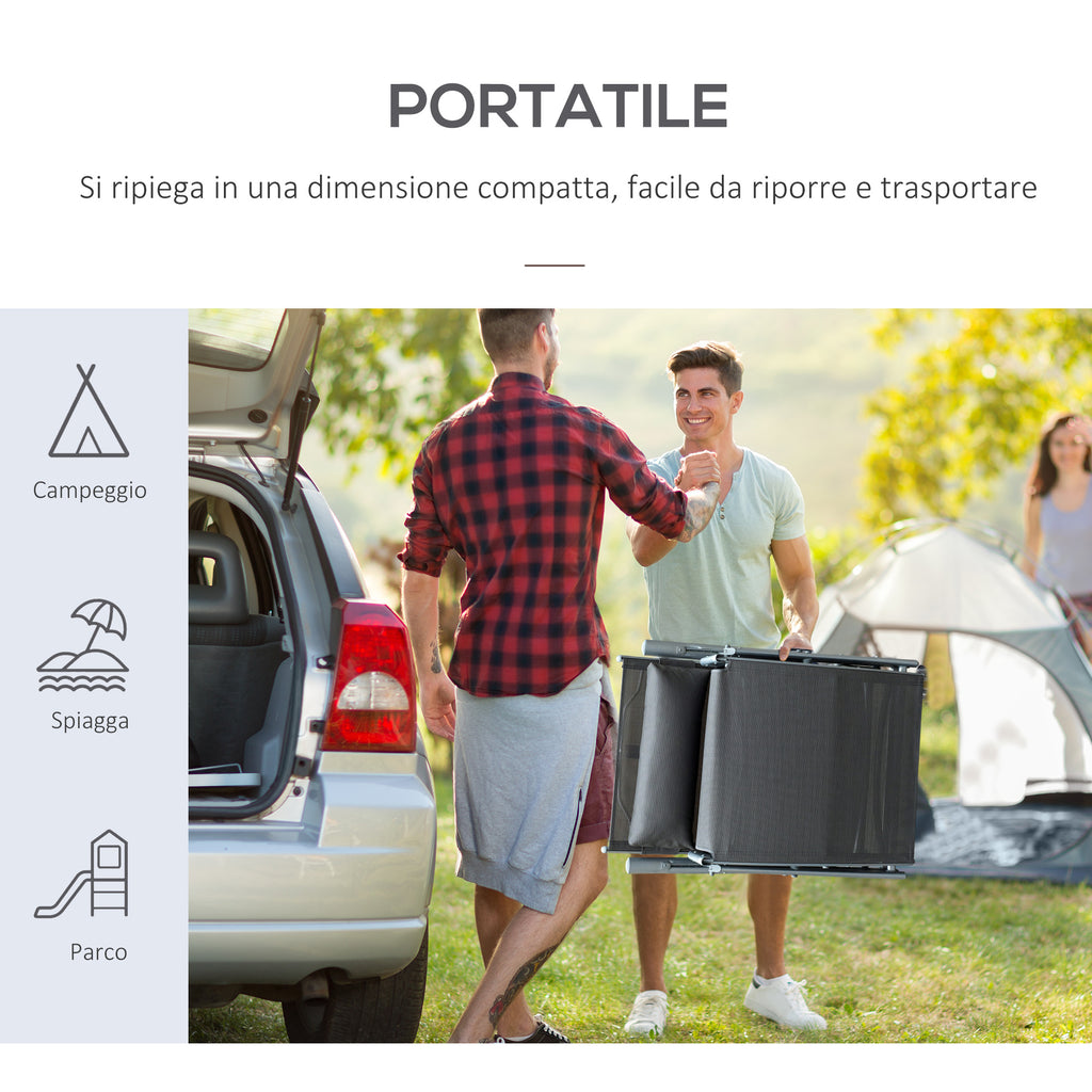 Outsunny Folding Garden Lounger with Cushion, 7-Reclining Backrest, 137x63.5x100.5cm, Grey