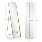 40x160cm Rectangular Full-Length Freestanding Easel Mirror, Gold
