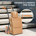 DURHAND 6-Wheel Folding Stairlift Cart, 120kg Load Capacity, Steel, for Moving, Gardening, Orange