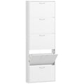 HOMCOM 5-Door Anti-Tip Wooden Shoe Rack, 65x17x180.5 cm, White