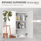 kleankin Mirrored Cabinet with 3 Adjustable Internal Shelves, in Wood and Glass, 60x15x60 cm, White
