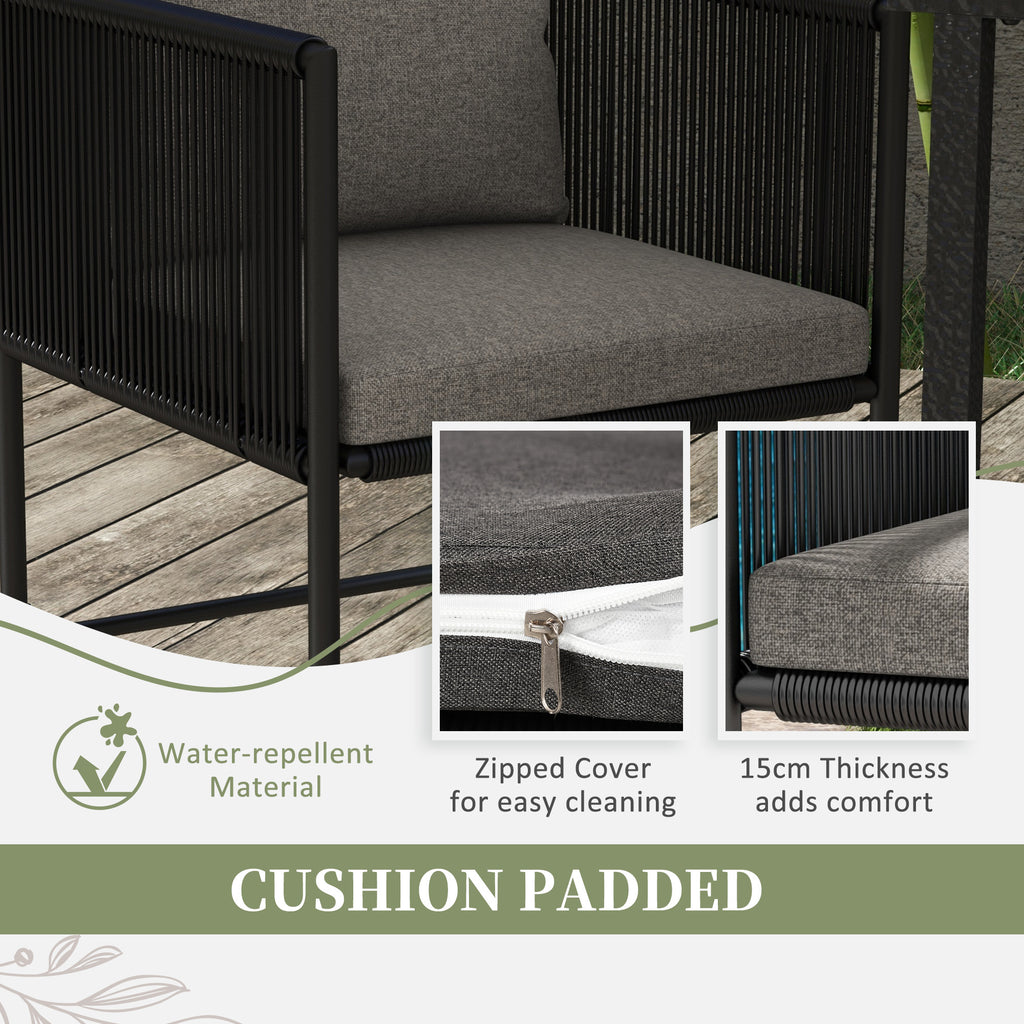 Opulent 3-Piece Garden Set by Outsunny: 2 Luxurious Chairs (50x51.5x67 cm) & Elegant Table (110x60x75 cm) in Composite Wood - Borgè