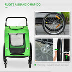 PAWHUT Bike trailer and dog stroller 2 in 1 in steel and Oxford fabric with cathi -frantic, green - Borgè