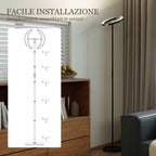 HOMCOM Dimmable Floor Lamp 2700K-6000K with Remote Control and 350° Swivel Double Head, Black