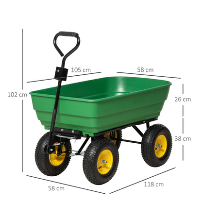 Outsunny garden trolley 125l in steel and pp with folding tub and handle, 118x58x102 cm, green - Borgè