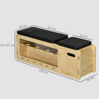 HOMCOM Multifunctional Bench with Adjustable Backrest, Storage Compartment, Rack for Weights and Elastic Bands, Wood