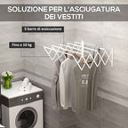 HOMCOM Retractable Wall-Mounted Clothes Airer for Indoor and Outdoor Use, 63.5 x 60 x 20 cm, White