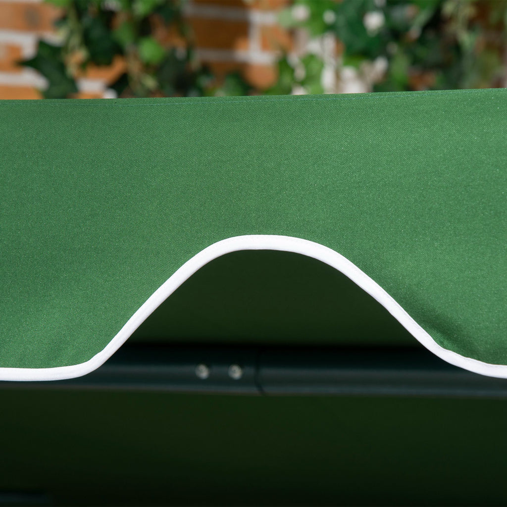 3-Seater Garden Swing in Steel and Teslin with Sunshade Roof, 172x110x153 cm, White and Green