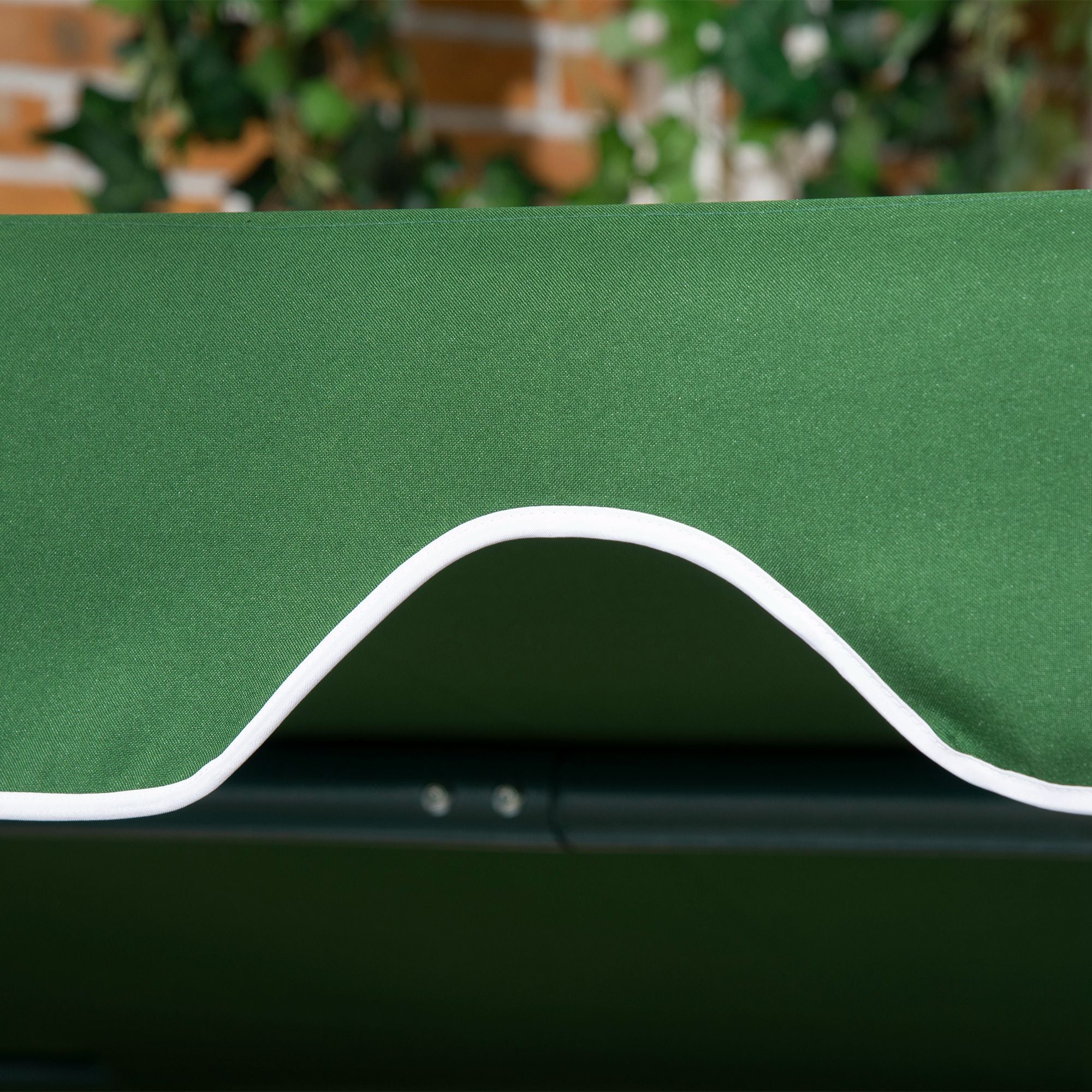 3-Seater Garden Swing in Steel and Teslin with Sunshade Roof, 172x110x153 cm, White and Green