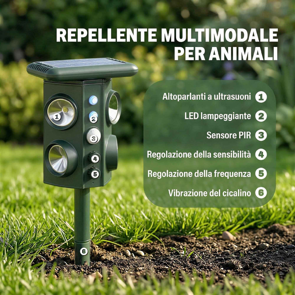 Outsunny Solar Ultrasonic Cat Repellent with 5 Modes, PIR Sensor and LED Flash